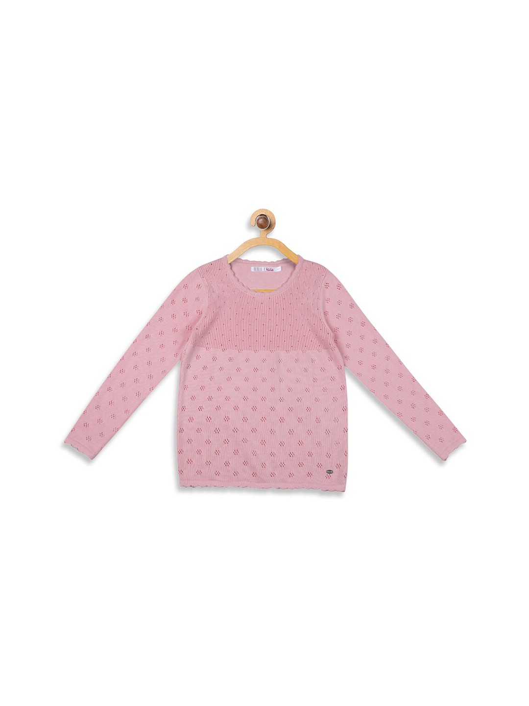 

ELLE Girls Pink Self Design Pullover Sweater