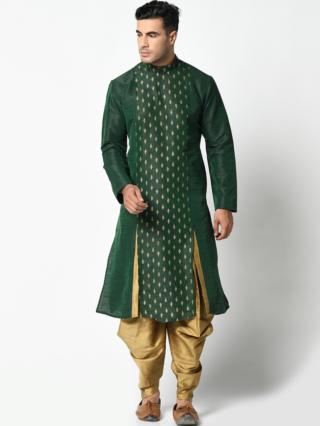 

DEYANN Men Green Ethnic Motifs Printed Kurta