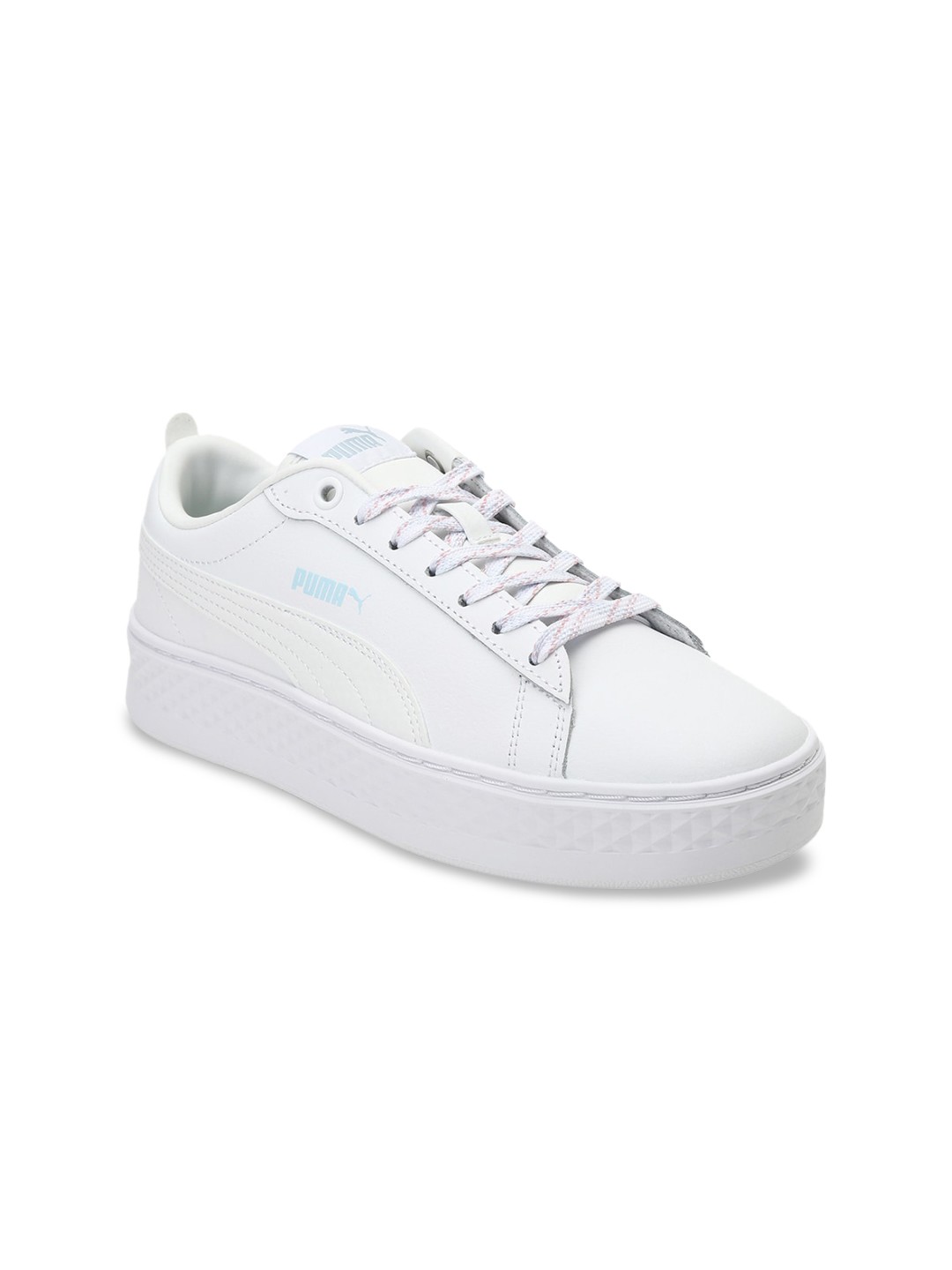 

Puma Women White Smash Platform Q4 Polka Leather Sneakers