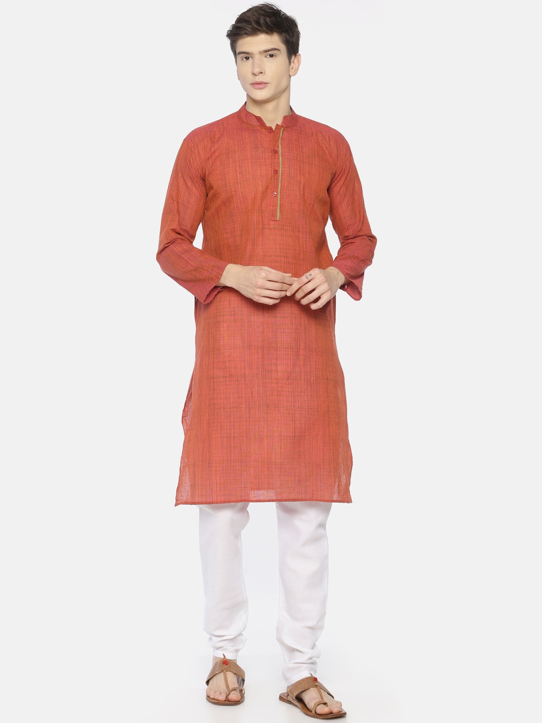 

PAROKSH Men Red Handloom Cotton Kurta