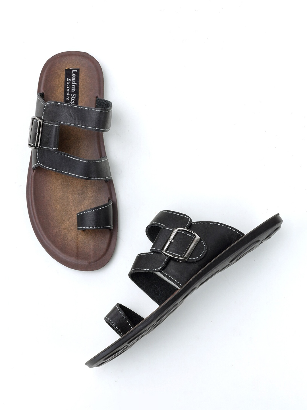 

London Steps Black Men Black Slider Slipper