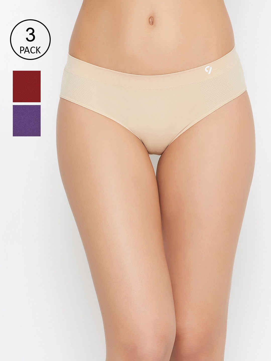 

C9 AIRWEAR Women Seamless Pack Of 3 Assorted Solid Basic Briefs