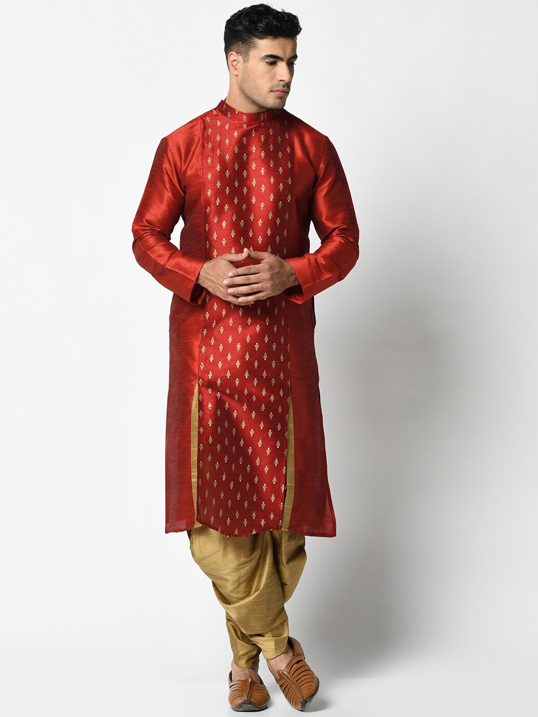 

DEYANN Men Red Geometric Printed Kurta