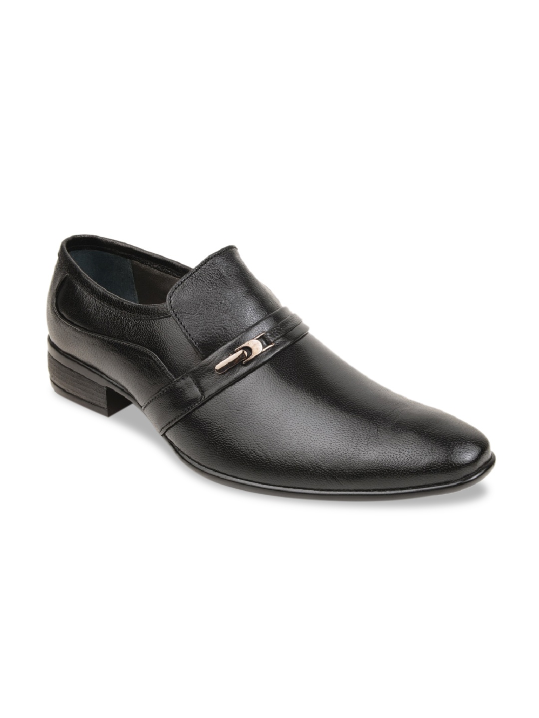 

Regal Men Black Solid Leather Formal Slip-Ons