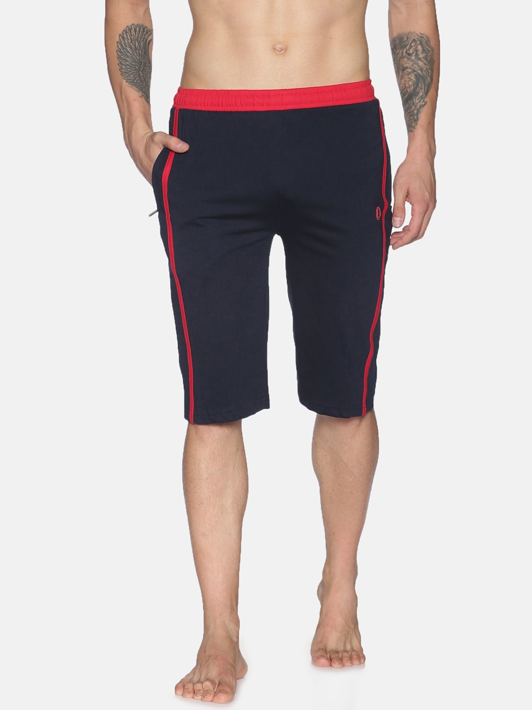 

Dollar Men Navy Blue Solid Regular Fit Lounge Shorts