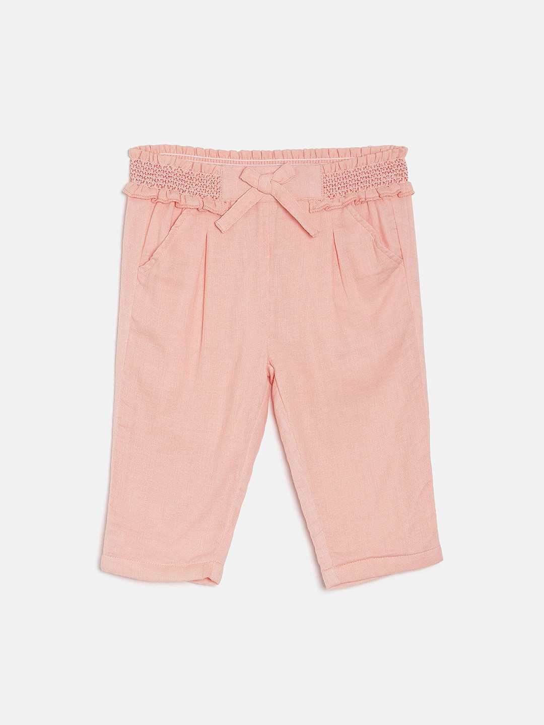 

MINI KLUB Girls Pink Solid Regular Fit Capris