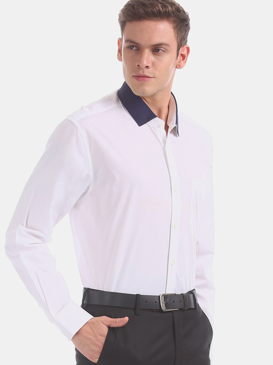 

AD By Arvind Regular Fit Solid Pure Cotton Formal Shirt, White