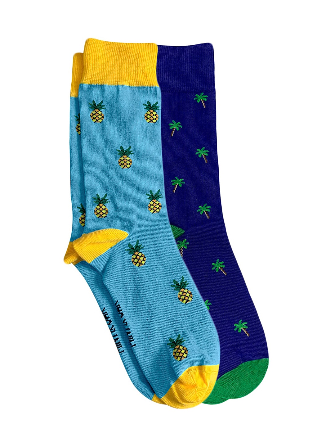 

Mint & Oak Men Pack Of 2 Patterned Calf-Length Socks, Blue