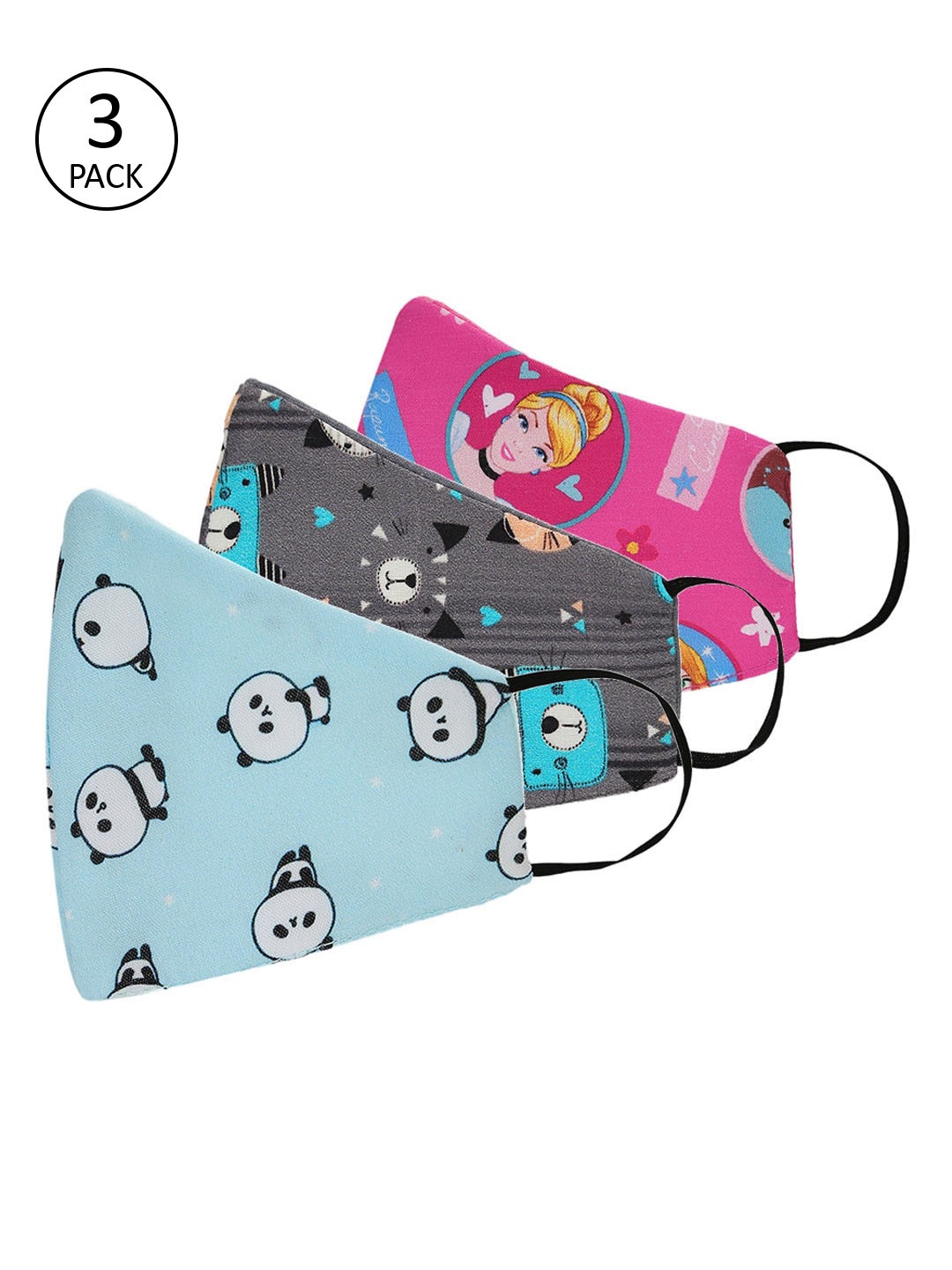 

Tossido Kids Pack Of 3 Printed 3-Ply Reusable Cloth Masks, Blue