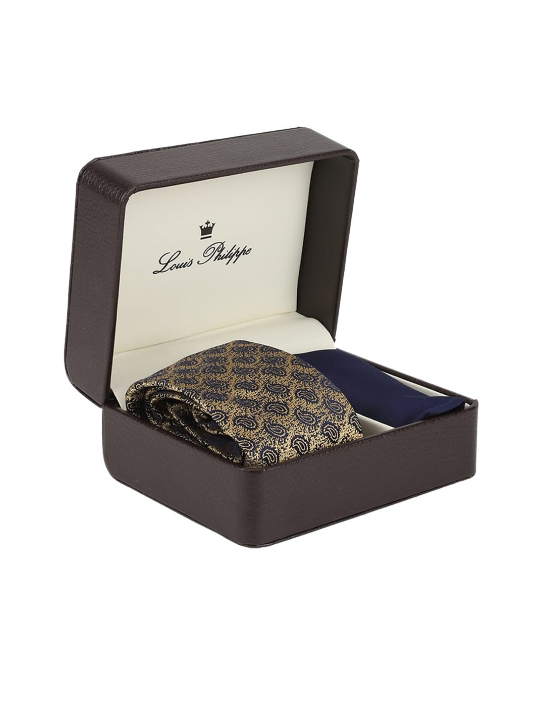 

Louis Philippe Men Yellow & Navy Blue Printed Accessory Gift Set