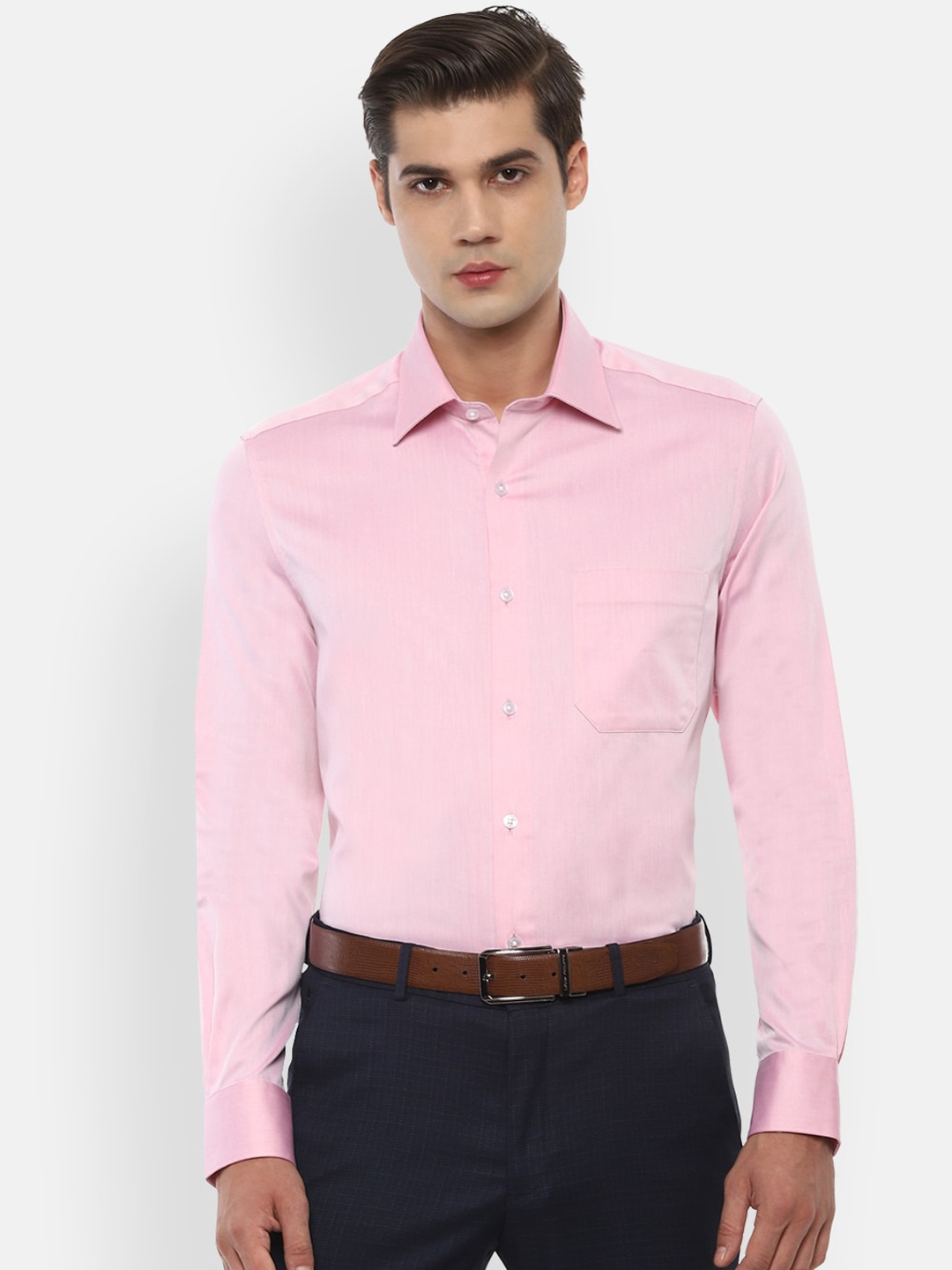 

Louis Philippe Men Pink Regular Fit Solid Formal Shirt