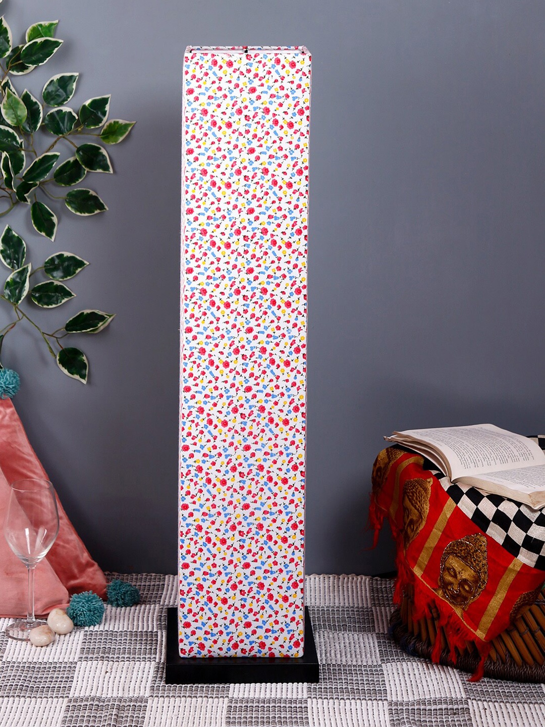 

Devansh White & Red Printed Traditional Floor Lamp with Shade