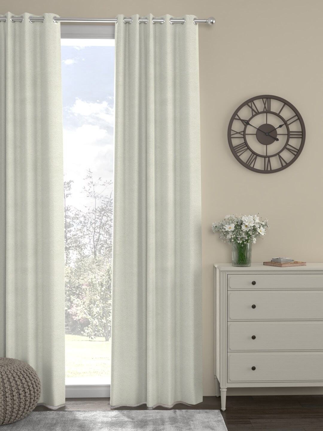 

ROSARA HOME Cream-Coloured Single Long Door Curtain