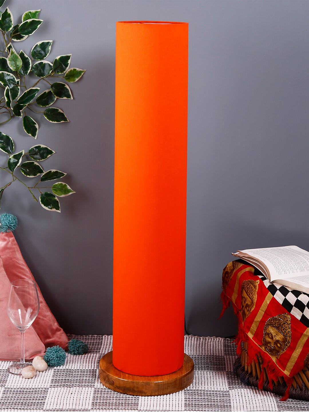 

Devansh Orange & Brown Solid Traditional Column Lamp with Shade