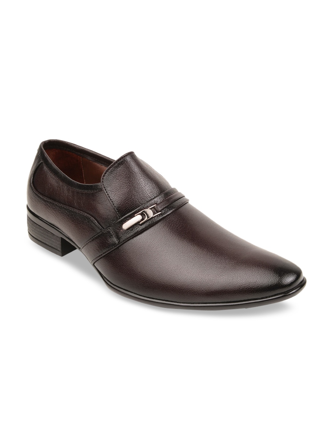 

Regal Men Brown Solid Leather Formal Slip-Ons