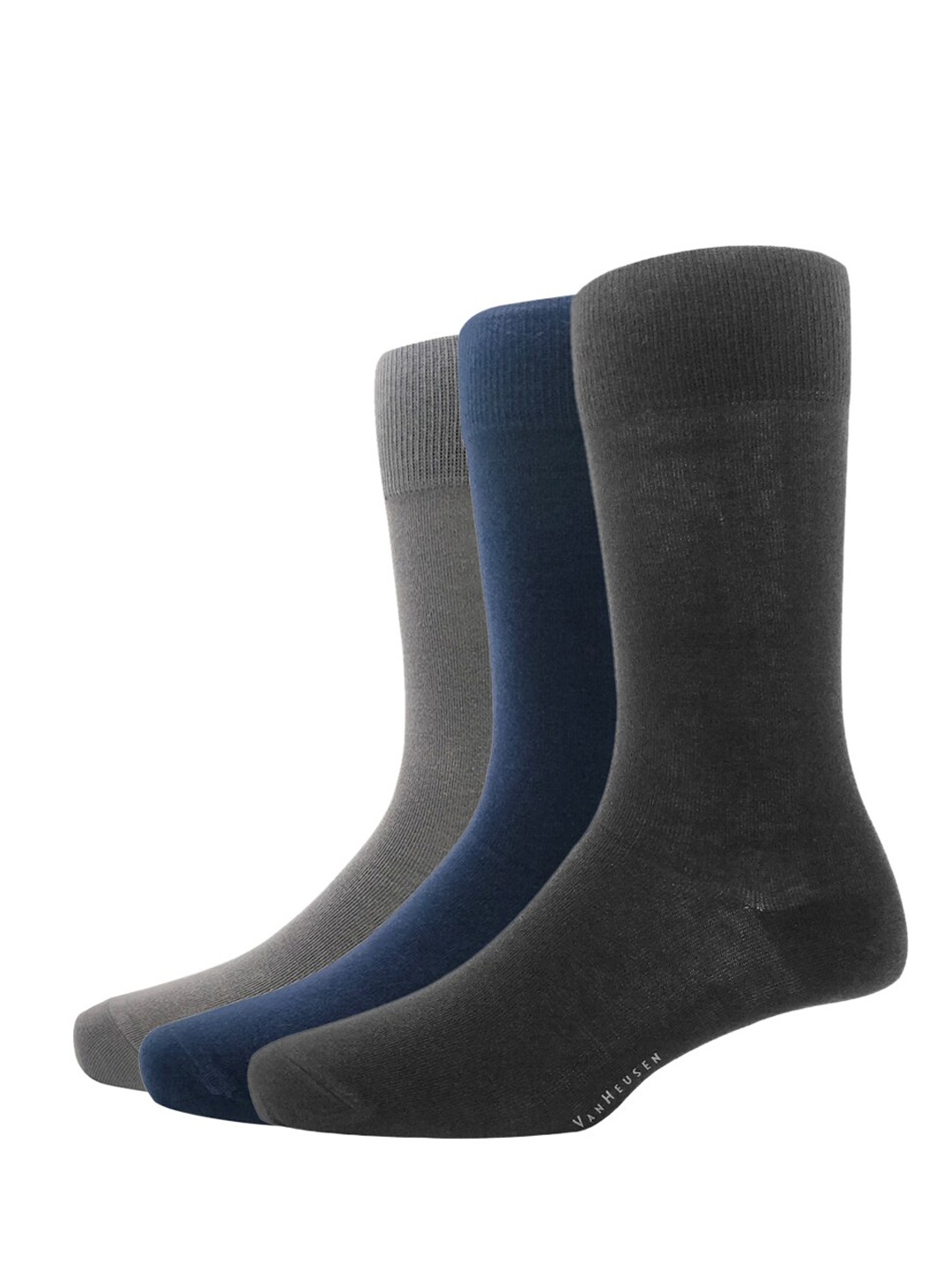 

Van Heusen Men Pack Of 3 Solid Calf-Length Socks, Grey