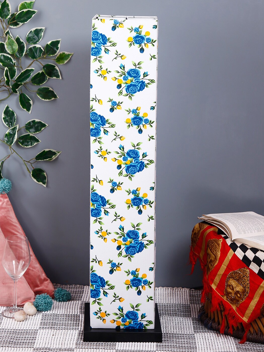 

Devansh Unisex White Printed cotton shade Column lamp