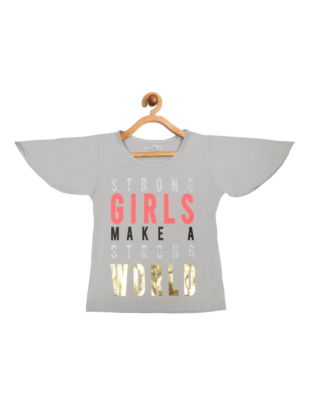

Tiny Girl Grey Printed Regular Top
