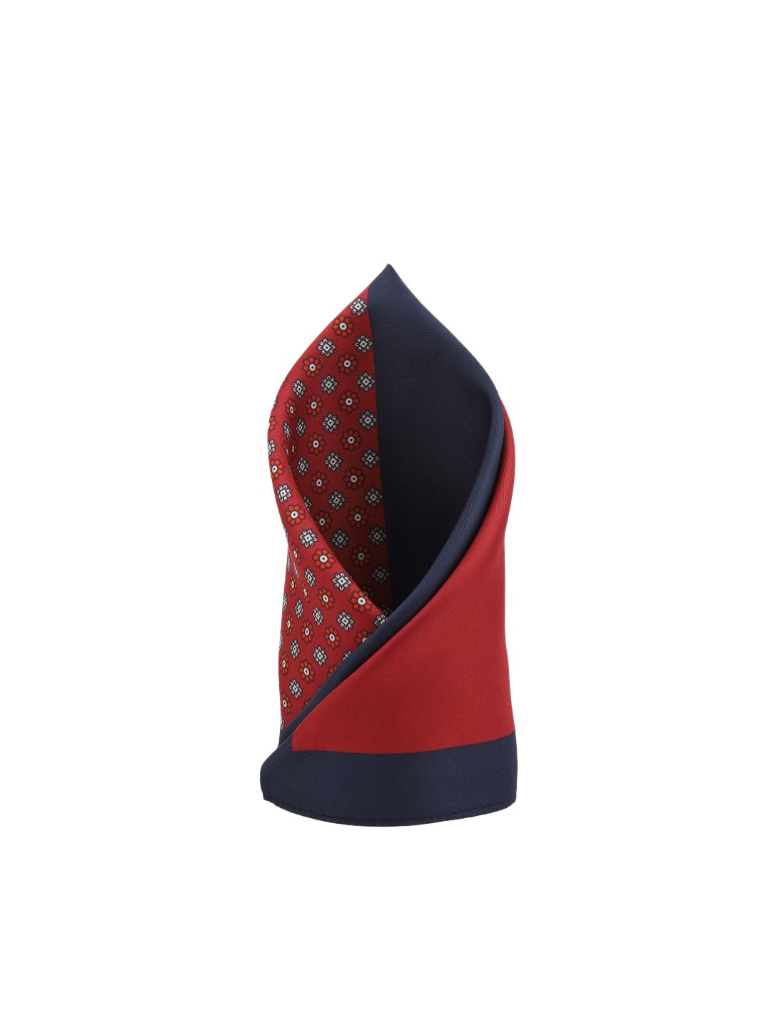 

Louis Philippe Men Maroon & Navy Blue Printed Silk Pocket Square