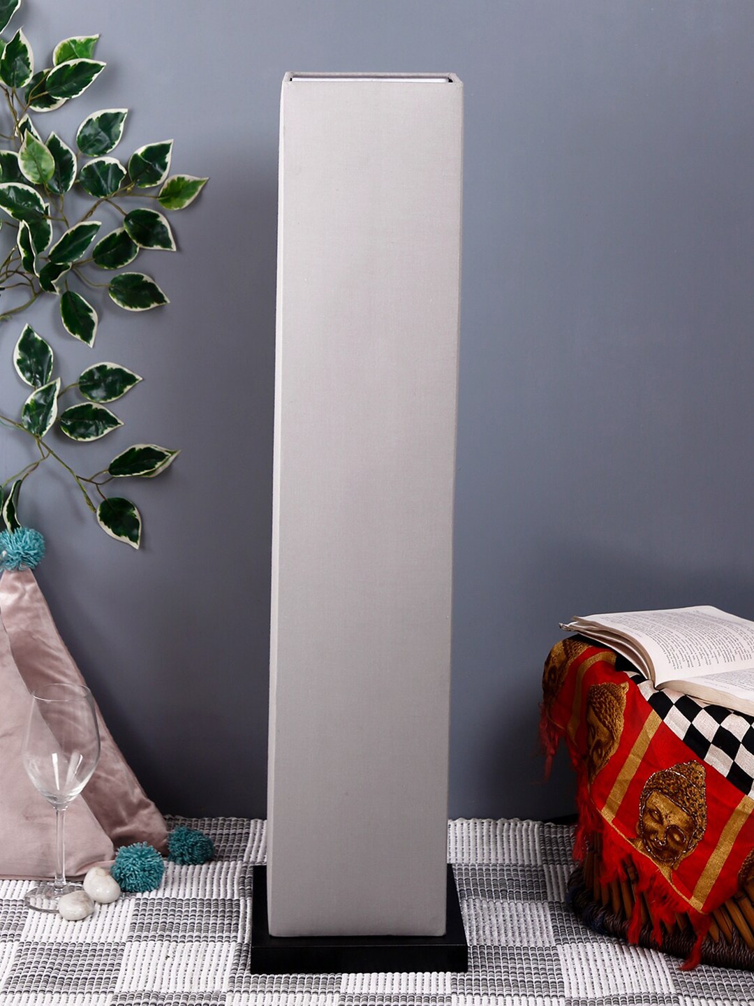 

Devansh Grey & Black Solid Traditional Floor Lamp with Shade
