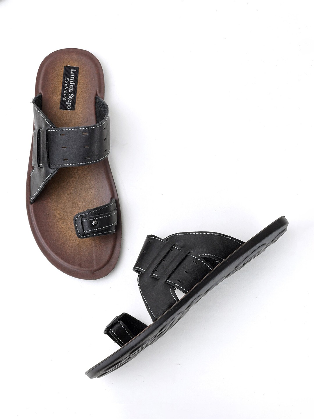 

LONDON STEPS Men Black Comfort Sandals