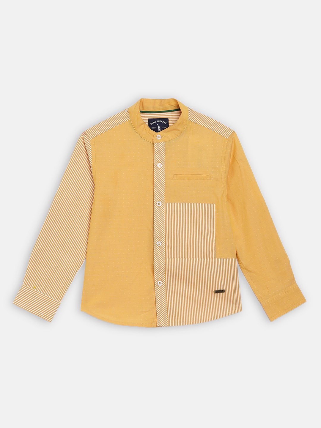 

Blue Giraffe Boys Yellow Regular Fit Striped Cotton Casual Shirt