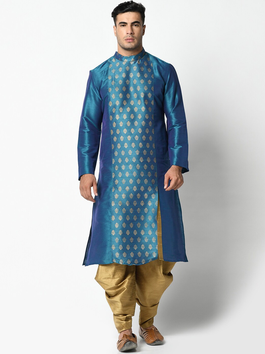 

DEYANN Men Blue Mandarin Collar Kurta