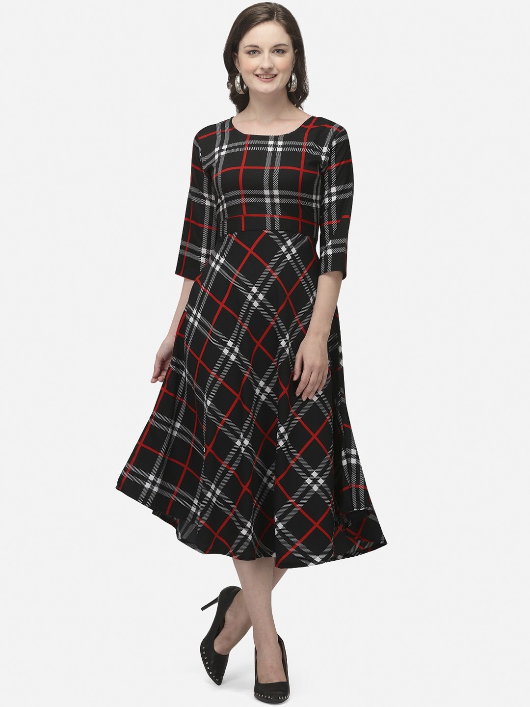

Florence Black & Red Checked Midi Dress