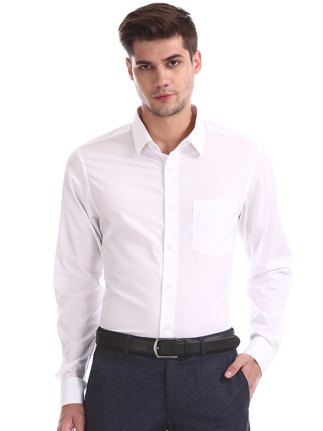 

AD By Arvind Men White Regular Fit Solid Pure Cotton Formal Shirt