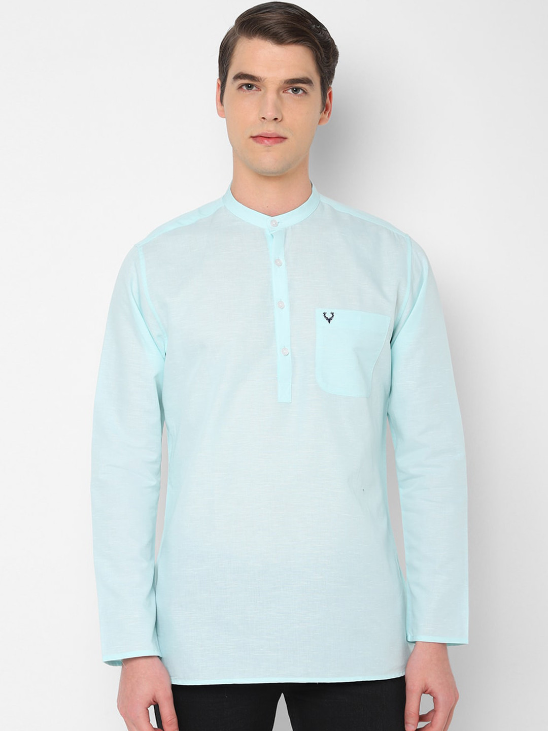

Allen Solly Men Turquoise Blue Regular Fit Solid Casual Shirt