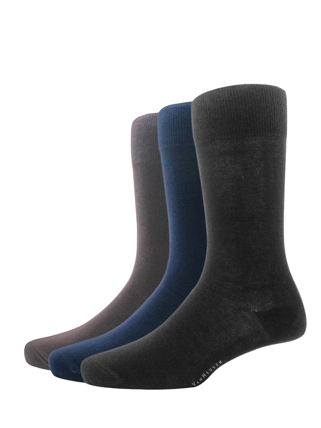 Van Heusen Men Pack Of 3 Solid Calf-Length Socks, Grey