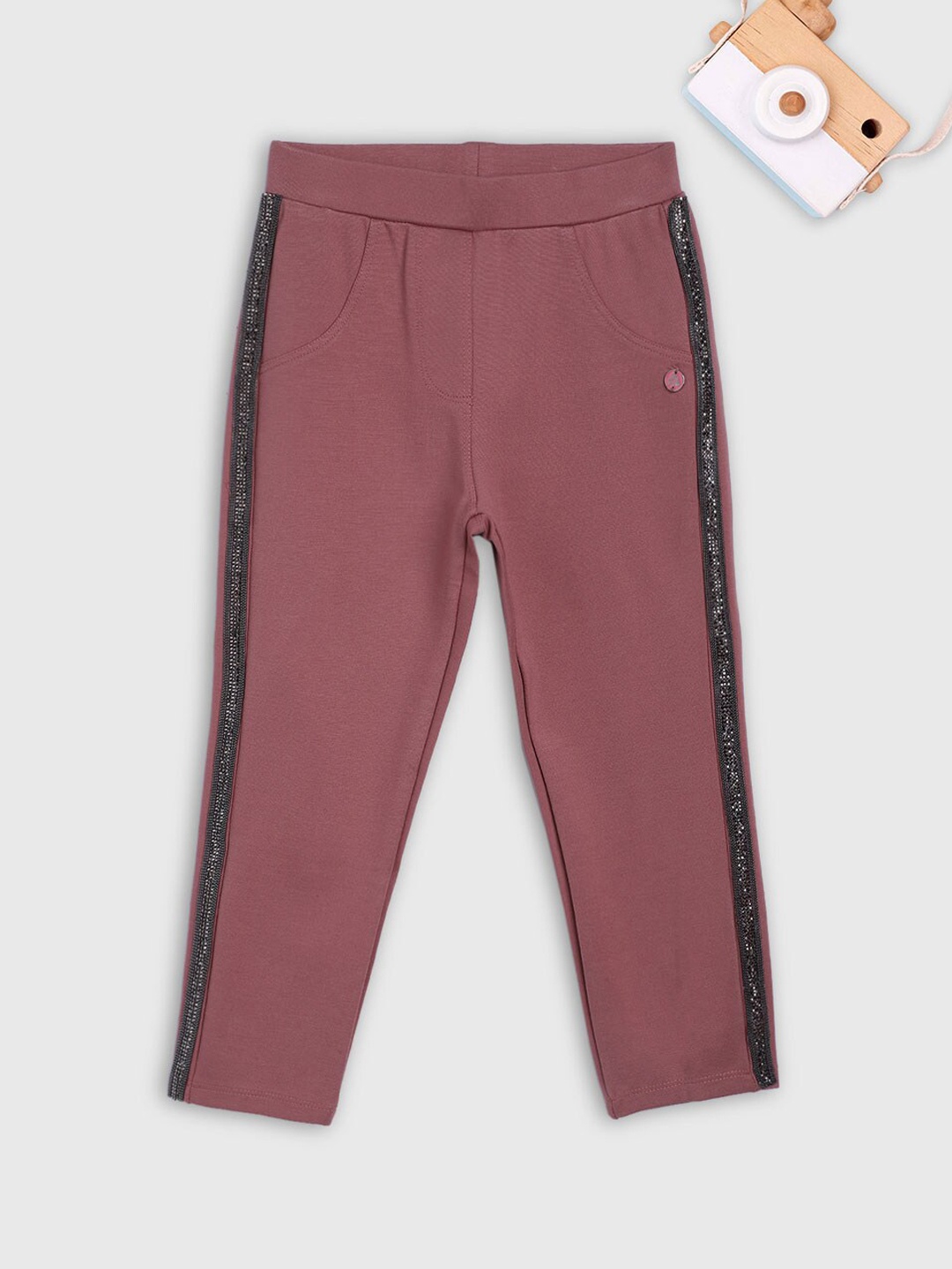 

Blue Giraffe Girls Pink & Black Solid Treggings