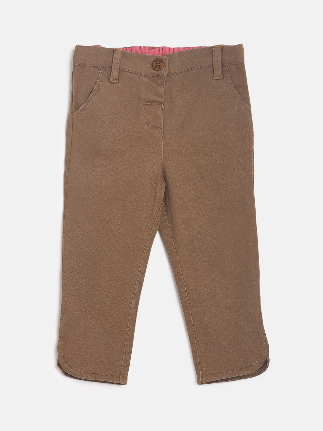 

MINI KLUB Girls Brown Regular Fit Solid Regular Trousers