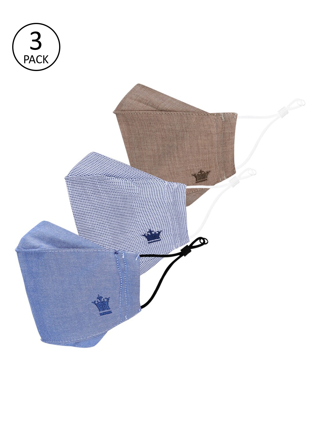 

Louis Philippe Men Pack Of 3 Assorted 3-Ply Reusable Origami Outdoor Cotton Masks