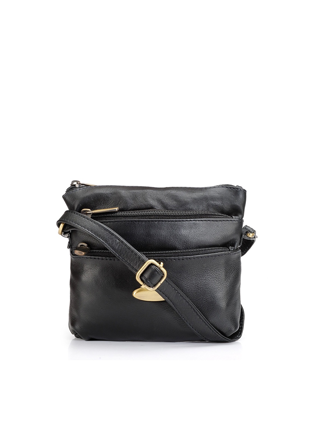 Teakwood Leathers Unisex Black Textured Messenger Bag