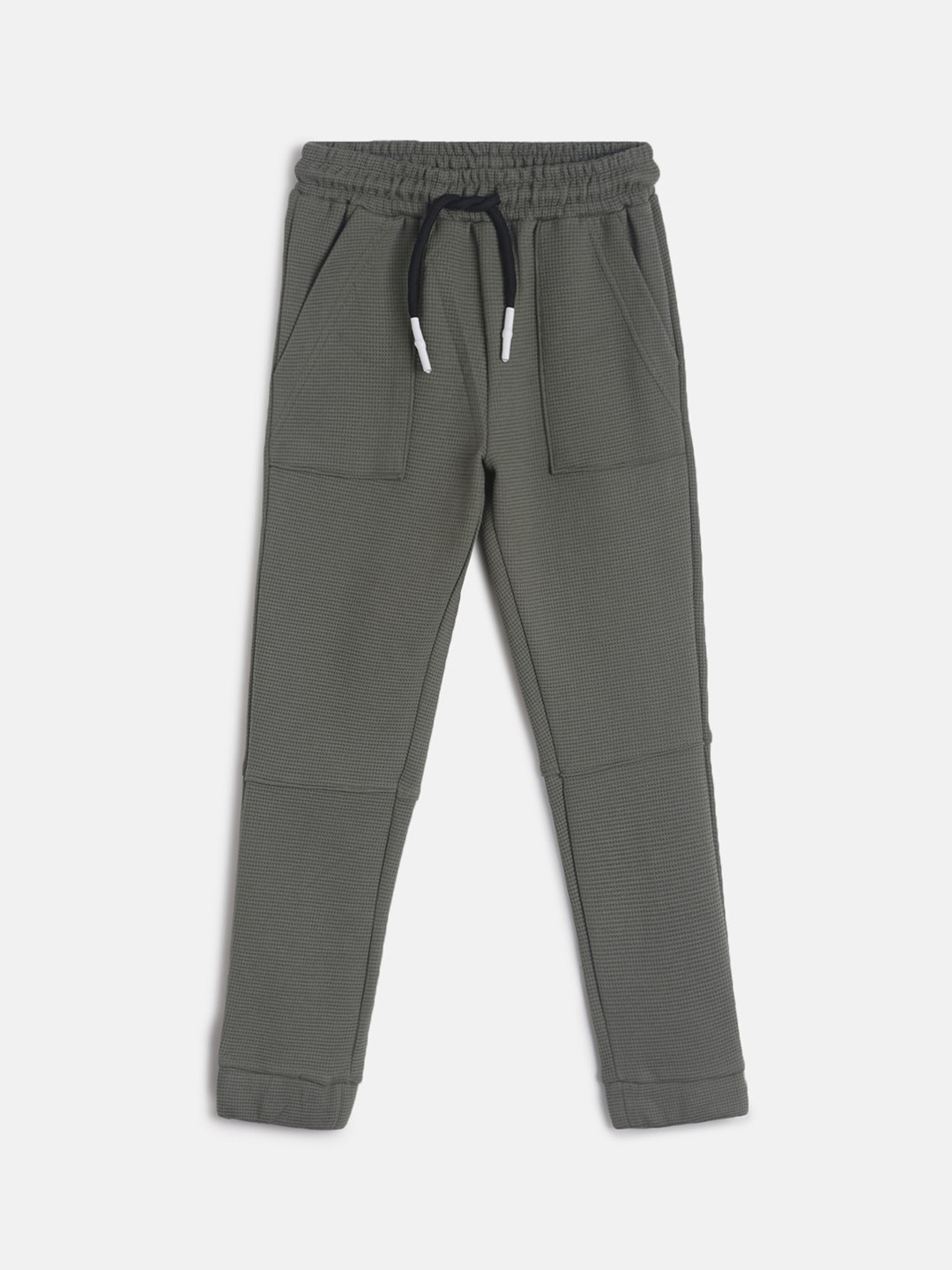 

TALES & STORIES Boys Olive-Green Solid Cotton Joggers