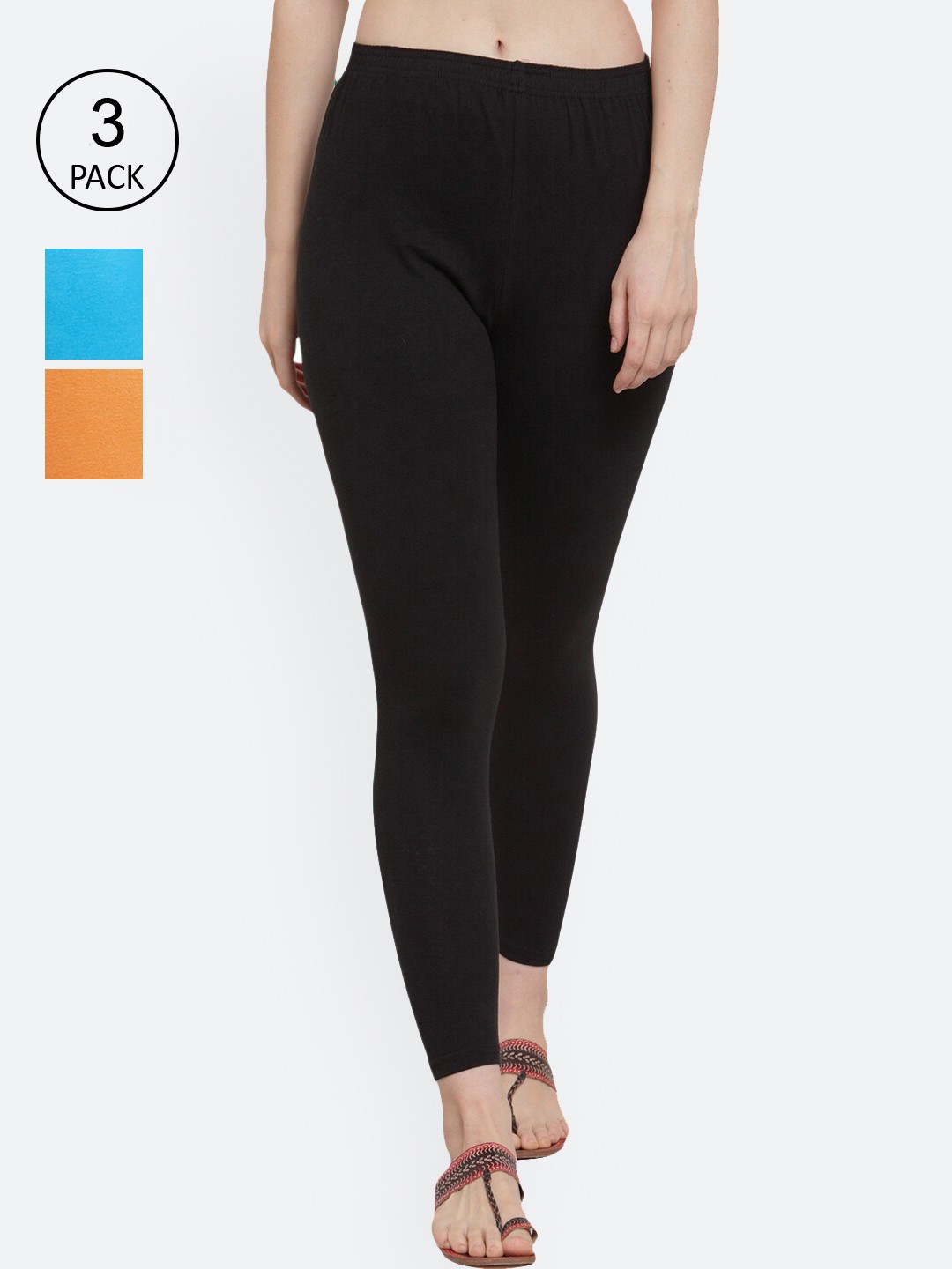 

GRACIT Women Pack of 3 Solid Ankle-Length Leggings, Black