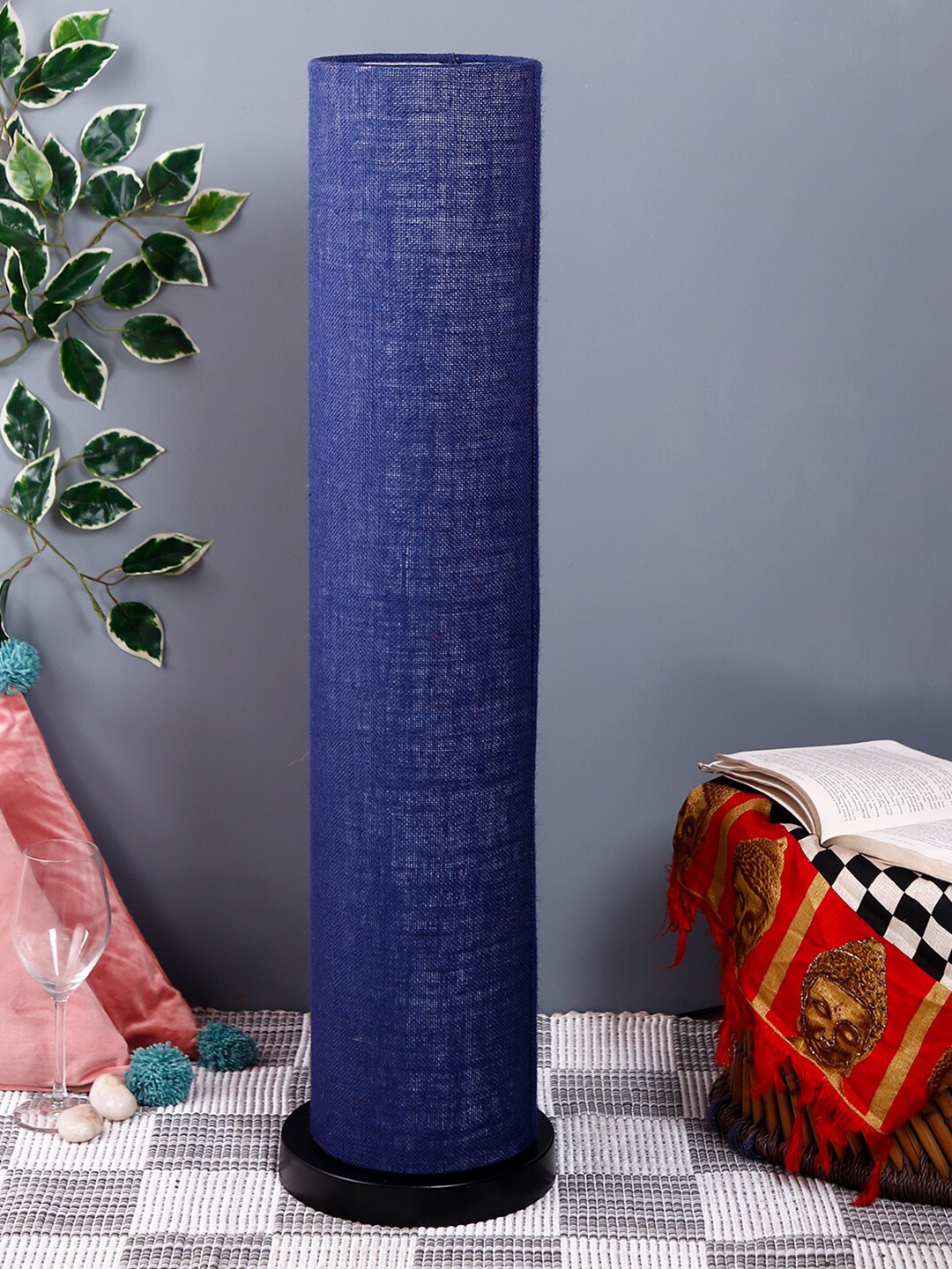 

Devansh Blue & Black Solid Traditional Column Lamp with Shade