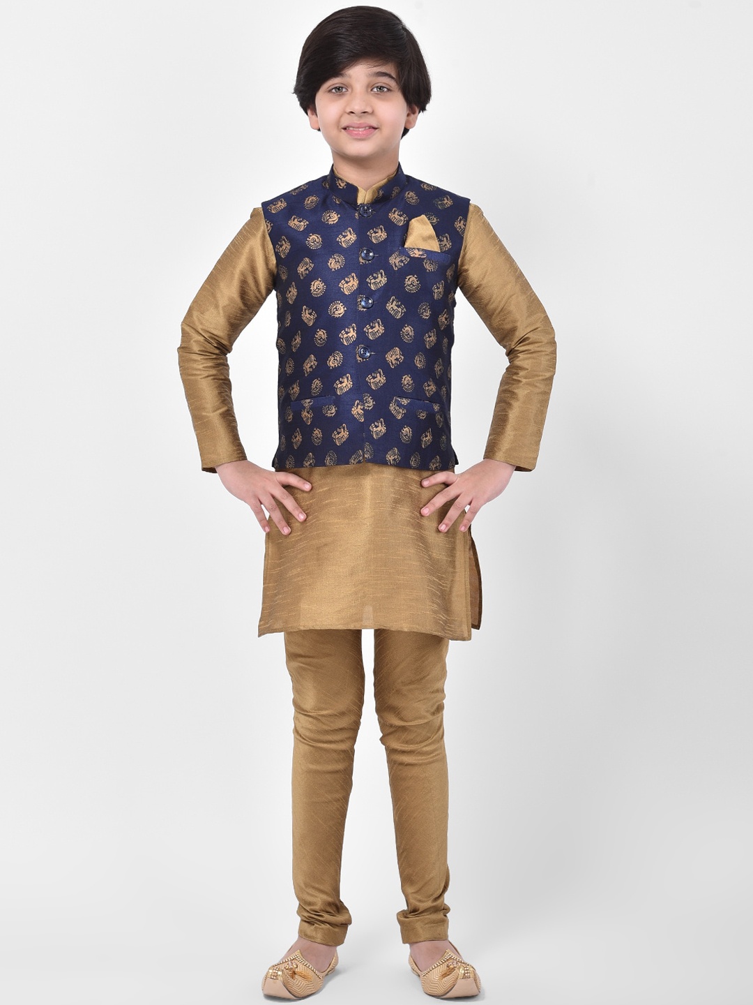

DEYANN Boys Navy Blue Nehru Jacket Set