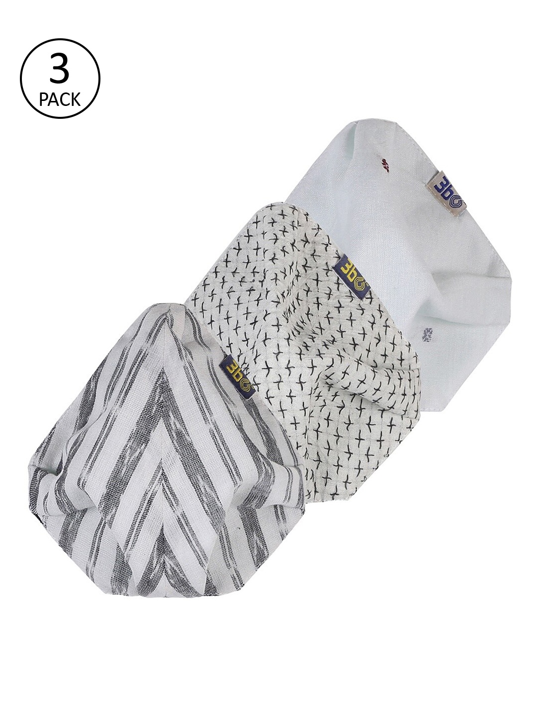 

3BO Women Pack Of 3 Assorted 3-Ply Cotton Reusable Cloth Face Masks