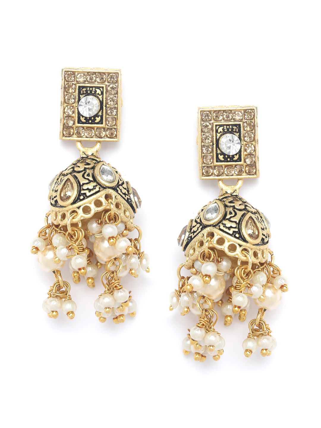

PANASH Gold-Plated Square Jhumkas