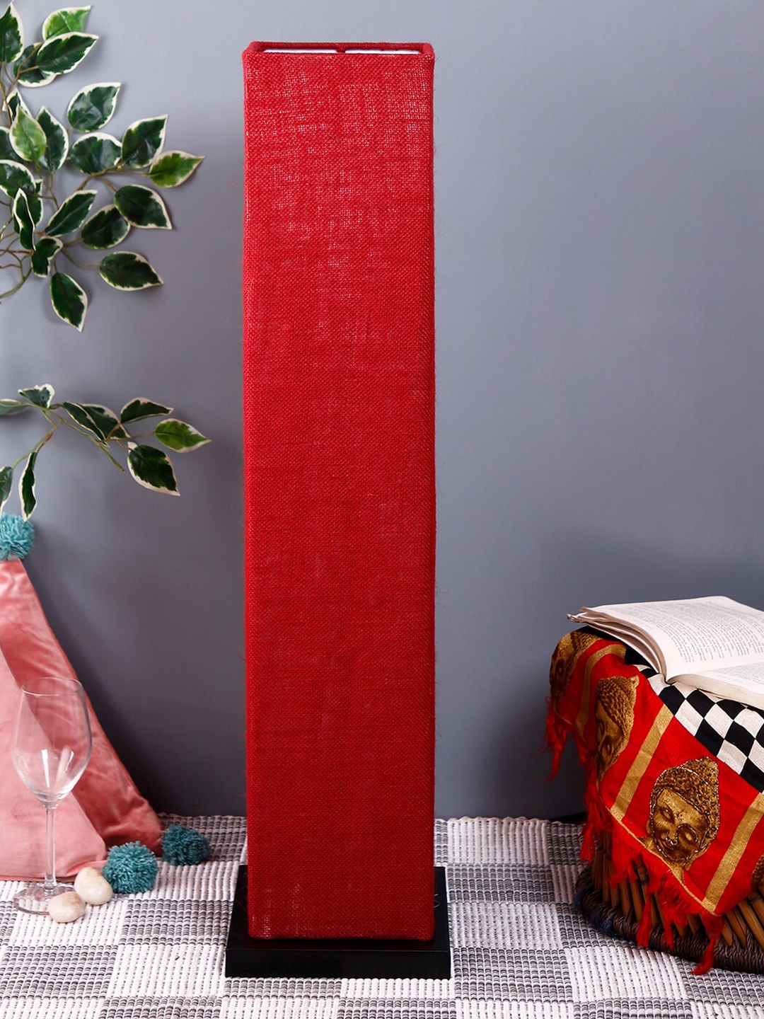 

Devansh Maroon Solid Jute Square Shade Column Lamp