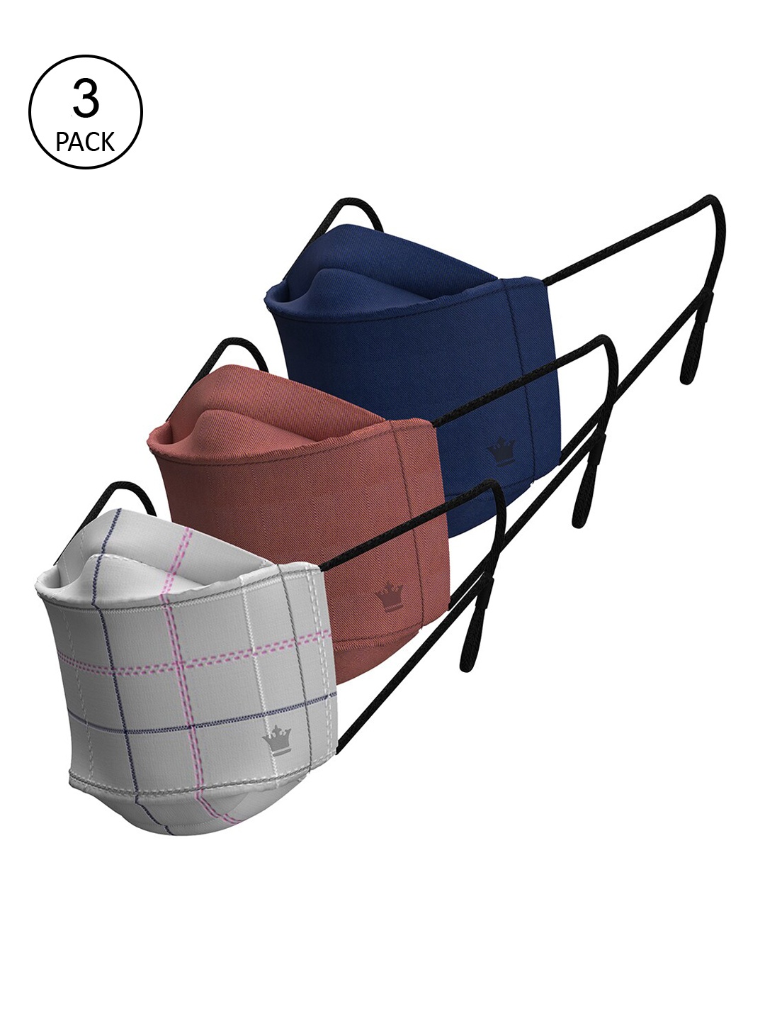 

Louis Philippe Men Pack Of 3 Assorted 3-Ply Cotton Protective Outdoor Masks