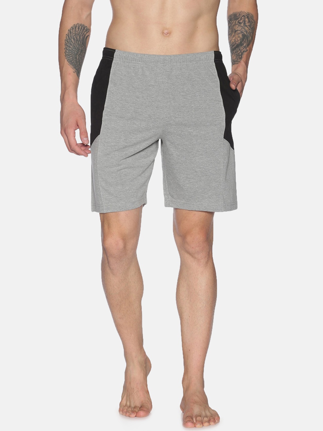 

Dollar Men Grey Melange Solid Regular Fit Lounge Shorts