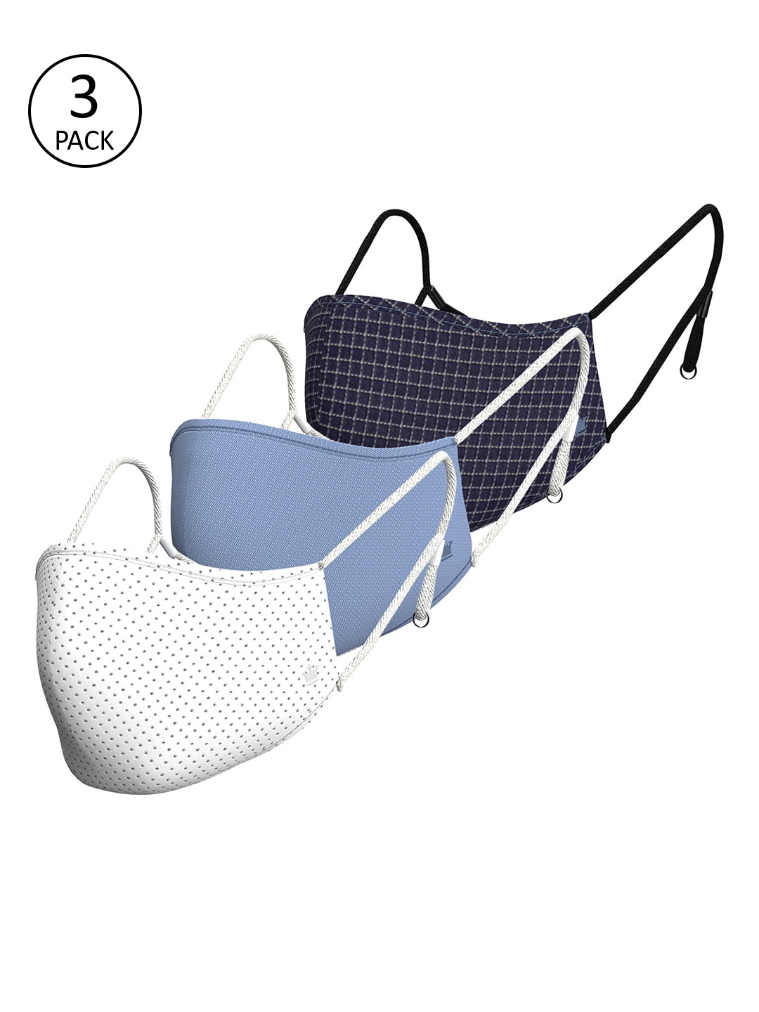 

Louis Philippe Men Pack Of 3 Assorted 3-Ply Reusable Cotton Antiviral Protective Outdoor Masks