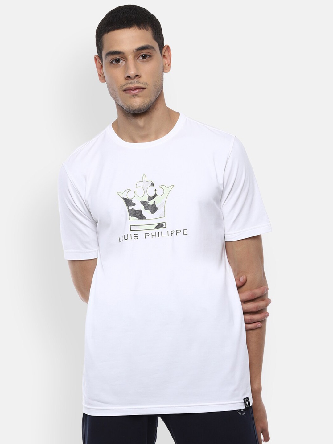 

Louis Philippe ATHPLAY Men White Brand Logo Printed Slim Fit Round Neck T-shirt