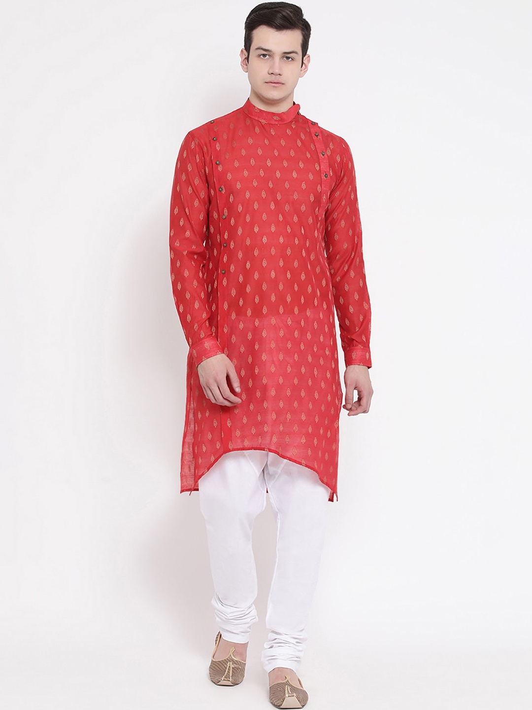 

NAMASKAR Men Red Ethnic Motifs Kurta