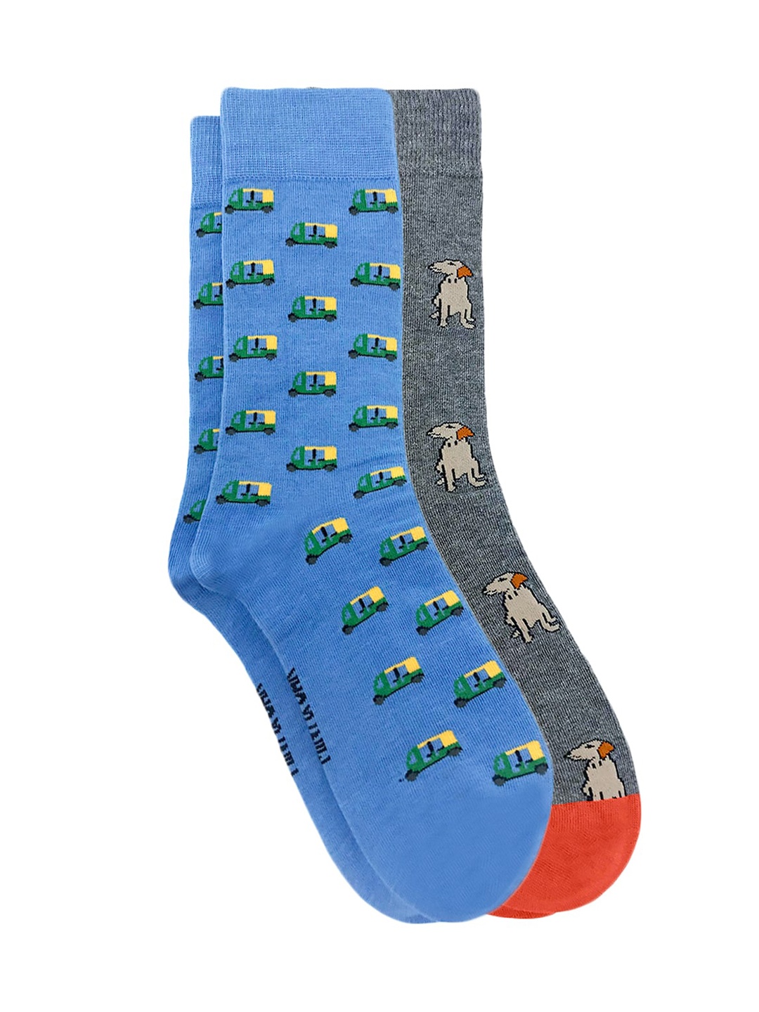 

Mint & Oak Men Pack Of 2 Patterned Calf-Length Socks, Blue