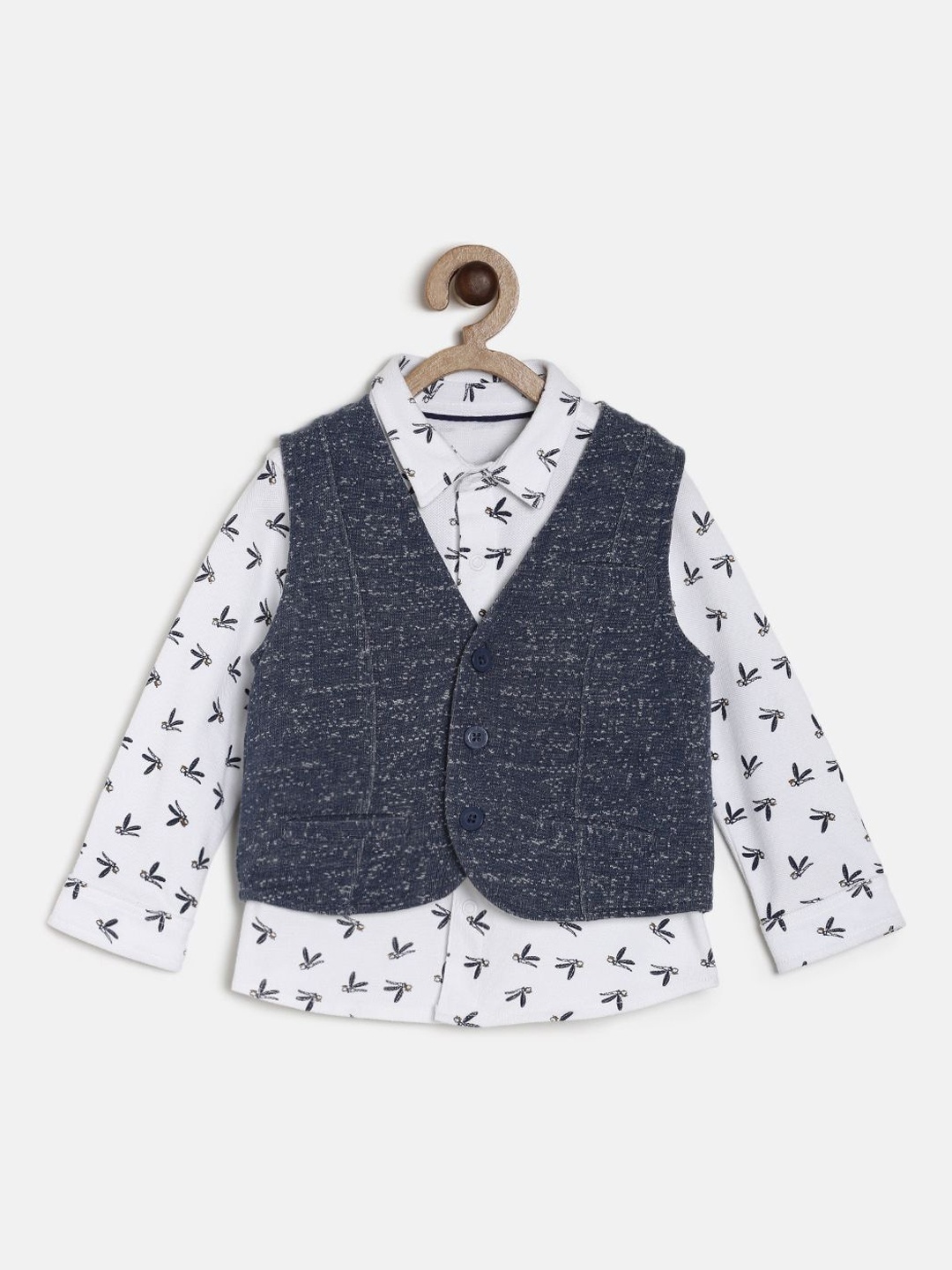 

MINI KLUB Boys Navy Blue Regular Fit Printed Casual Shirt