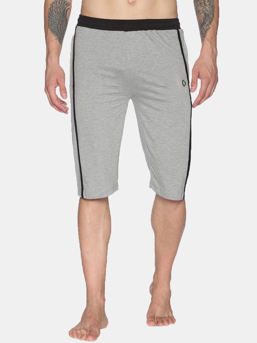 

Dollar Men Grey Melange Solid Regular Fit Lounge Shorts